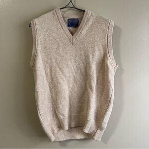 Pendleton Lambswool Beige V-Neck Sweater Vest Vintage Large